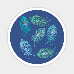 Peacock Feathers Love Hearts Boho Magnet